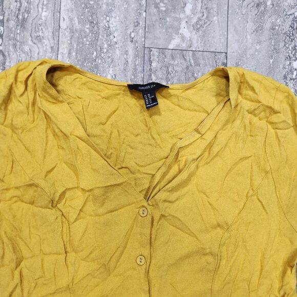 🇬🇪🍑Forever 21 Yellow Rayon Short Sleeve Dress Size 2X - Picture 2 of 4